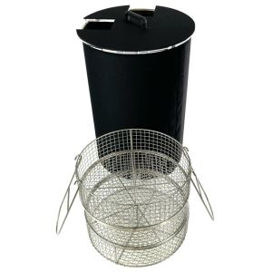 Pasteurisateur de bocaux WECK (et autres) de 100 litres vendu avec une housse isolante, un couvercle et 5 paniers style autoclave.